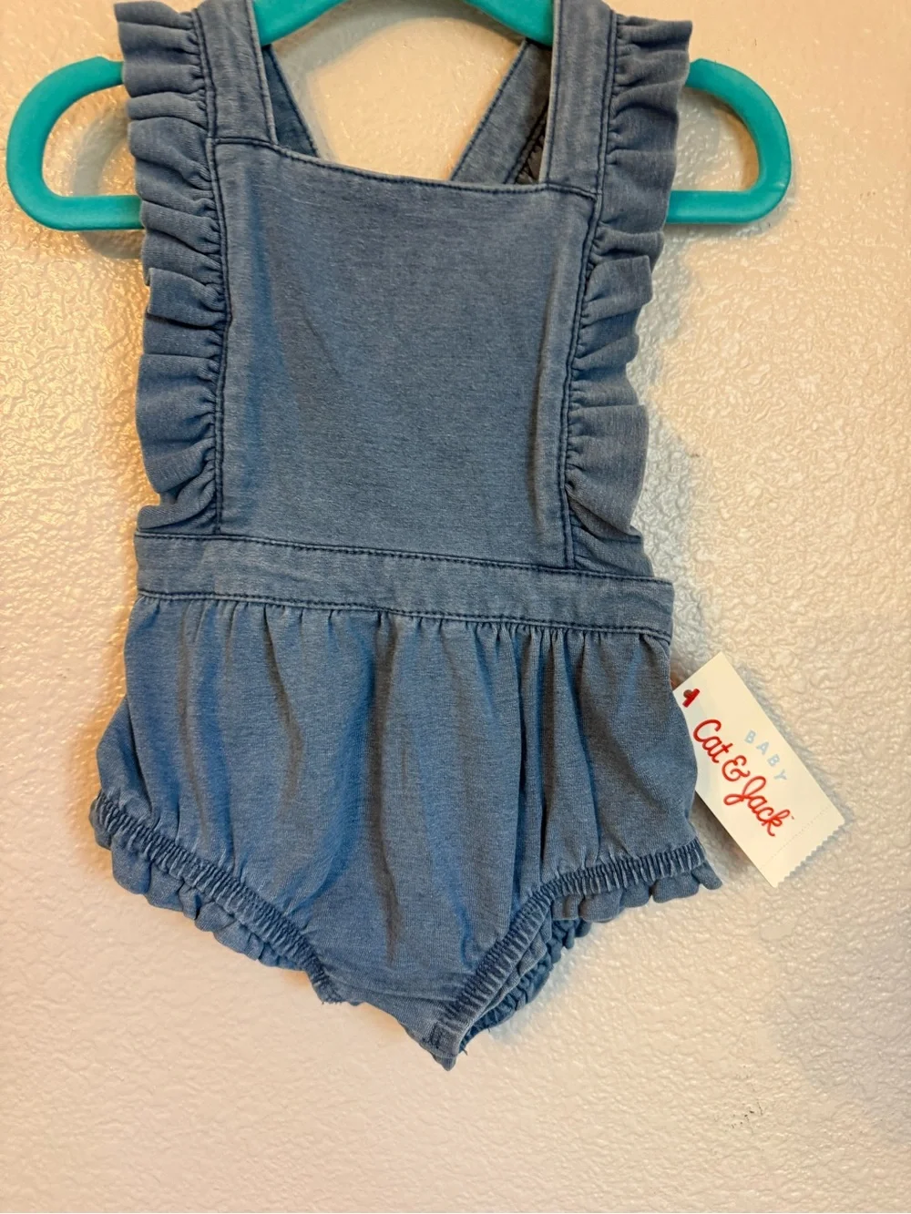 Cat & Jack Denim-Blue Ruffle Romper